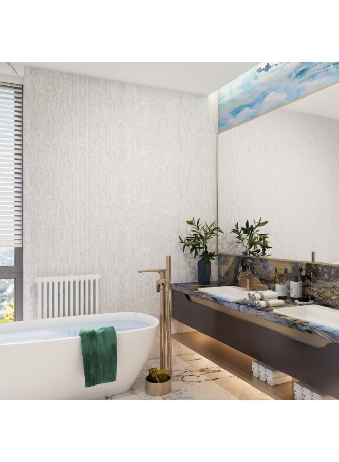 White Textured Foam Peel and Stick Wallpaper, 17.5" x 315", Waterproof & Removable - Image 5
