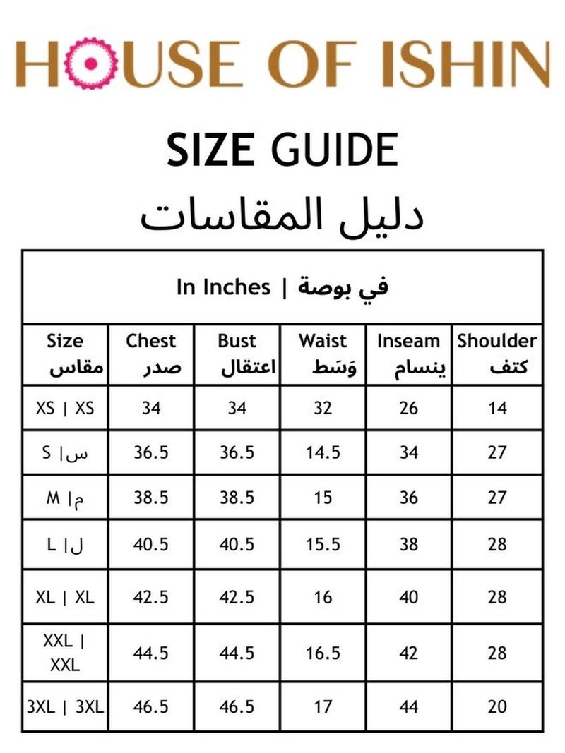 آي شين طقم كورتا مطرز بالقطن مع بنطلون ودوباتا من إيشين - Image 4