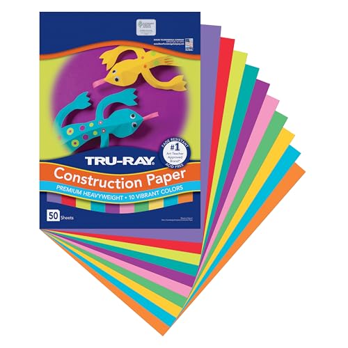 Tru-Ray Construction Paper, 10 Vibrant Colors, 9" x 12", 50 Sheets - Image 1