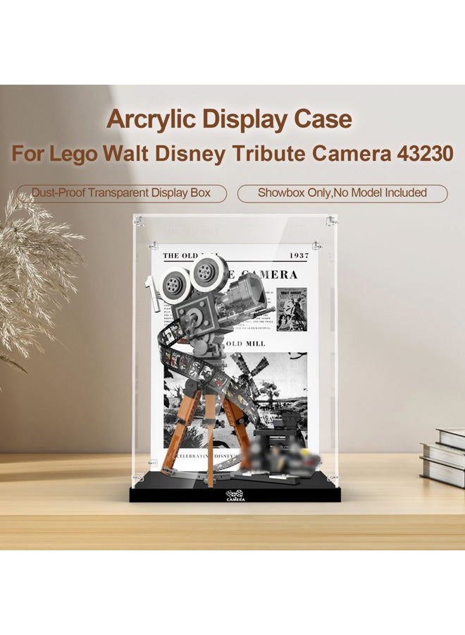 NAOCARD Acrylic Display Case for Lego Disney Walt Disney Tribute Camera 43230 Building Set, Dustproof Display Box, Clear Acrylic Plate with Base & HD Painted Background（Box Only, Model Not Included） - Image 4