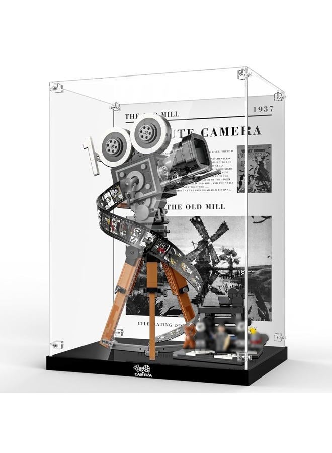 NAOCARD Acrylic Display Case for Lego Disney Walt Disney Tribute Camera 43230 Building Set, Dustproof Display Box, Clear Acrylic Plate with Base & HD Painted Background（Box Only, Model Not Included） - Image 1