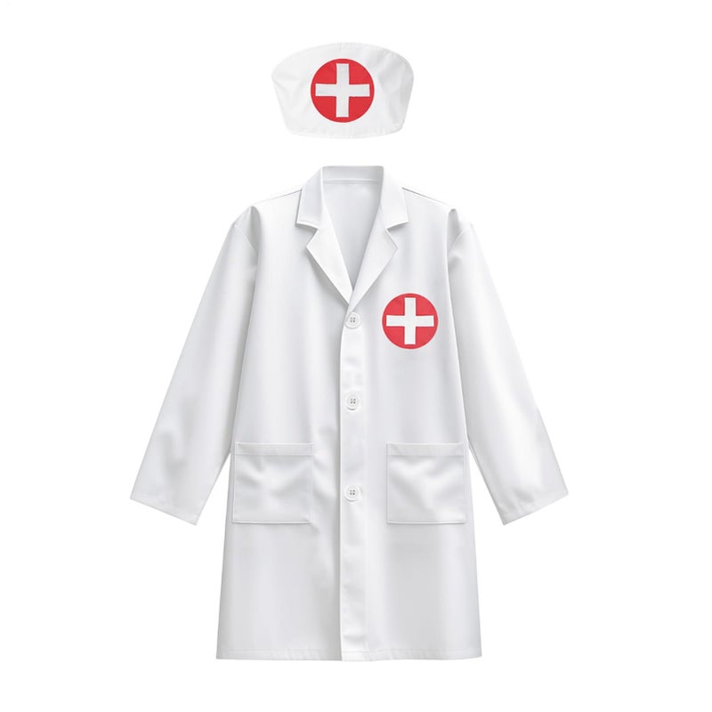 Kids Doctor Costume Surgeon Scrubs Role Play Outfit For Height 110cm Lightweight Polyester - Image 2