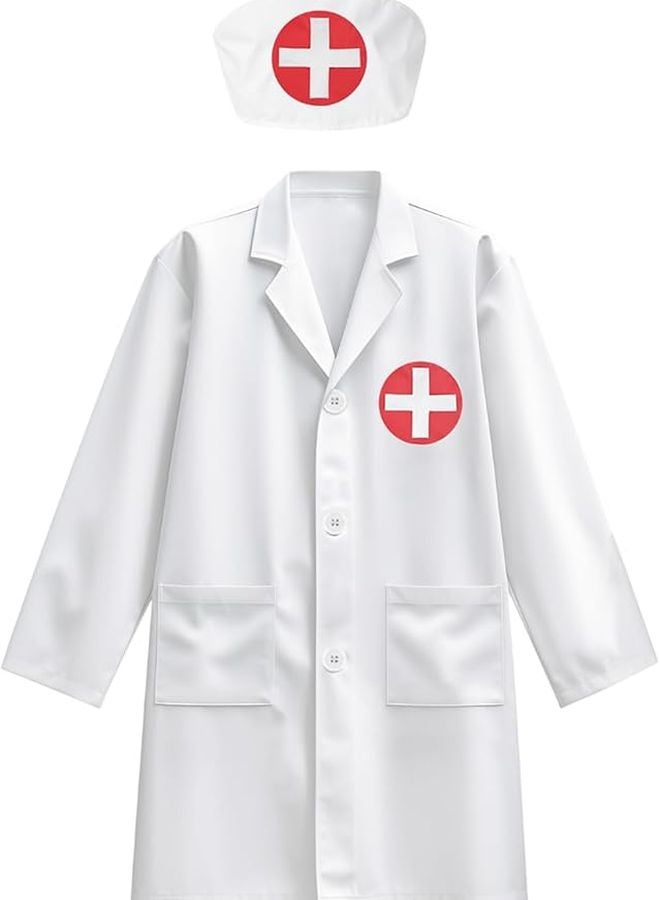 Kids Doctor Costume Surgeon Scrubs Role Play Outfit For Height 110cm Lightweight Polyester - Image 1