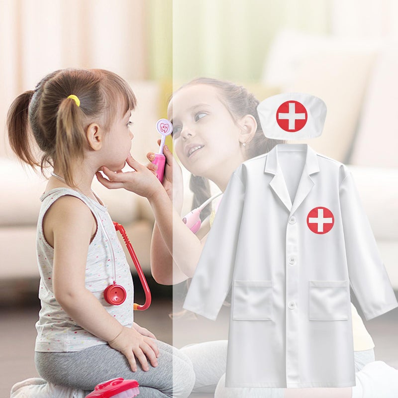 Kids Doctor Costume Surgeon Scrubs Role Play Outfit For Height 110cm Lightweight Polyester - Image 3