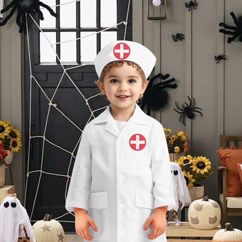Kids Doctor Costume Surgeon Scrubs Role Play Outfit For Height 110cm Lightweight Polyester - Image 5