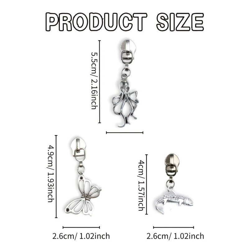 5 Nylon Zipper Pulls Ocean Series Style 4 Seashell Turtle Fish Seahorse Butterfly Shapes - Image 4