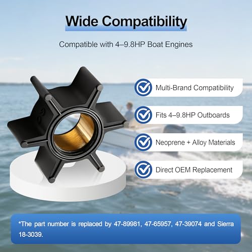 MARKGOO Water Pump Impeller 4789981 ID 456 Compatible with Mercury and Mariner Outboard 4 45 6 75 98 HP Boat Motor Engine Parts Replacement Sierra 183039 65957 39074 - Image 5