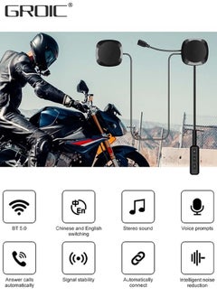 GROIC Bluetooth Helmet Headset, Helmet Bluetooth Speakers, Motorcycle Bluetooth 5.0 Headphones, Automatically Answer Incoming Calls, Volume Control, Dial Control  - Image 2
