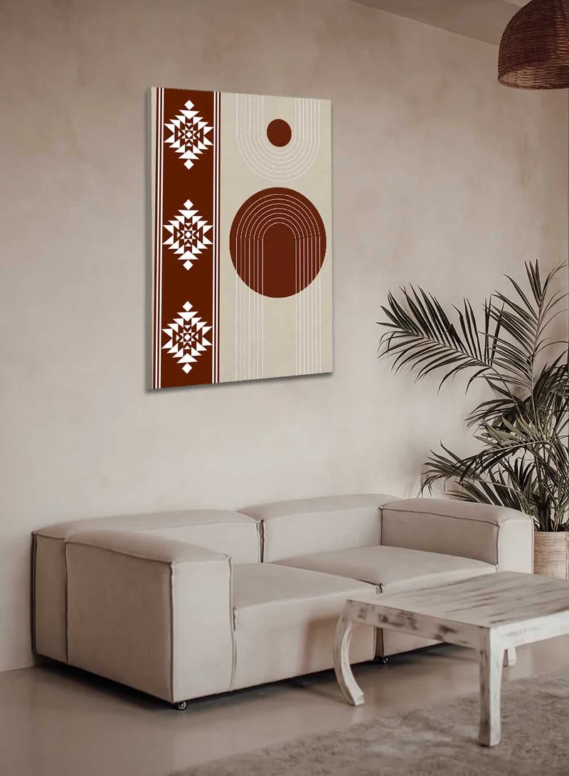 لوحة لوحة كانفاس على إطار خشبي بتصميم مستوحى من الطابع السعودي