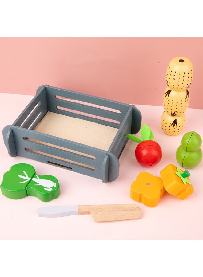 Children's Magnetic Play House Kitchen Toys Fruits And Vegetables Cut And Play Boys And Girls Cut And Watch Simulation Cooking Cross-Border-Color:Basket Lotus Root (set Of 6)  - Image 1