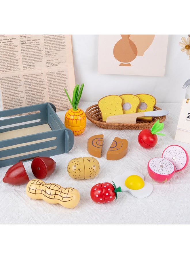 Children's Magnetic Play House Kitchen Toys Fruits And Vegetables Cut And Play Boys And Girls Cut And Watch Simulation Cooking Cross-Border-Color:Basket Lotus Root (set Of 6)  - Image 4