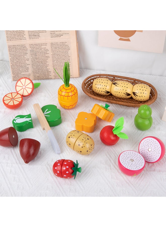Children's Magnetic Play House Kitchen Toys Fruits And Vegetables Cut And Play Boys And Girls Cut And Watch Simulation Cooking Cross-Border-Color:Basket Lotus Root (set Of 6)  - Image 3