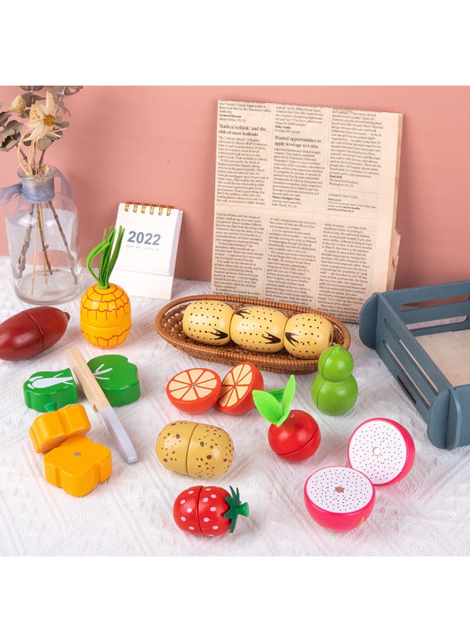 Children's Magnetic Play House Kitchen Toys Fruits And Vegetables Cut And Play Boys And Girls Cut And Watch Simulation Cooking Cross-Border-Color:Basket Lotus Root (set Of 6)  - Image 2
