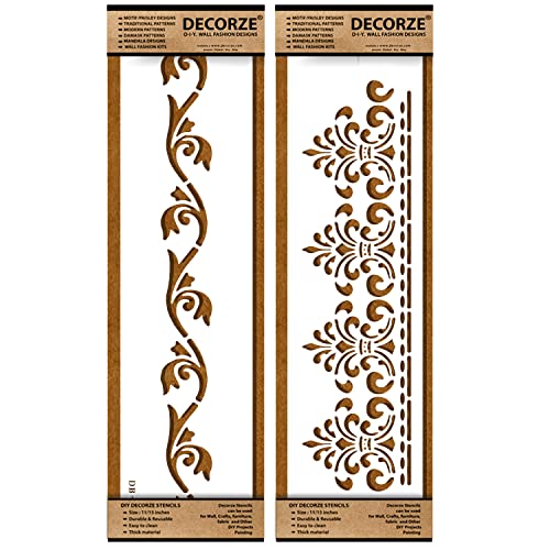 DECORZE Border Stencils for DIY Home Decor | Floral, Pattern & Wall Border Stencils for Painting Furniture & Art Projects DB-51-52 - Image 4