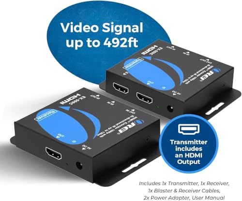 OREI HDMI Over Ethernet Extender with HDMI Loop Out BiDirectional IR and PCM20 Audio Extend 1080p60Hz Up to 492ft Over CAT67 - Image 3