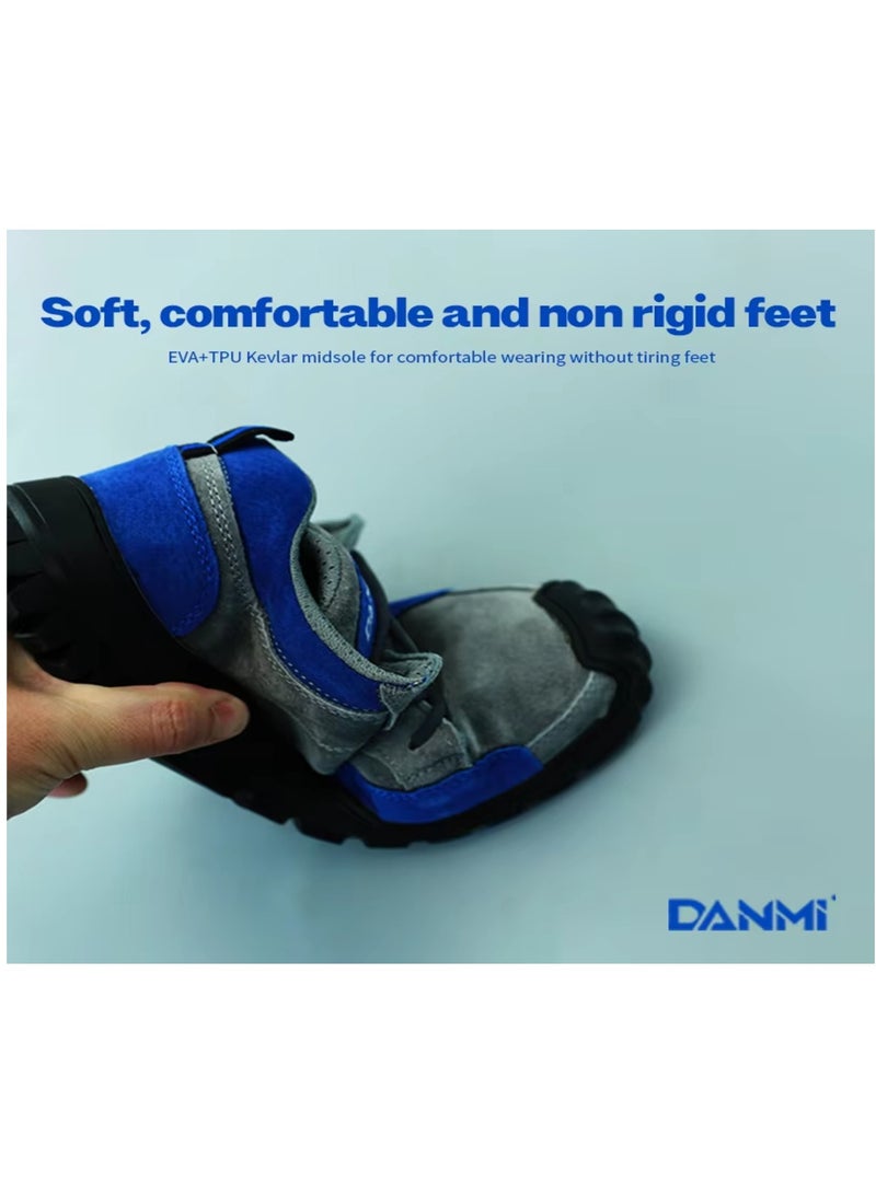 DANMI DANMI Industrial Safety Shoes – Size 41 – Breathable Mesh Lining, Anti-Slip Rubber Sole, Wide Steel Toe Cap, Kevlar Puncture-Resistant Sole – Grey & Blue  - Image 3