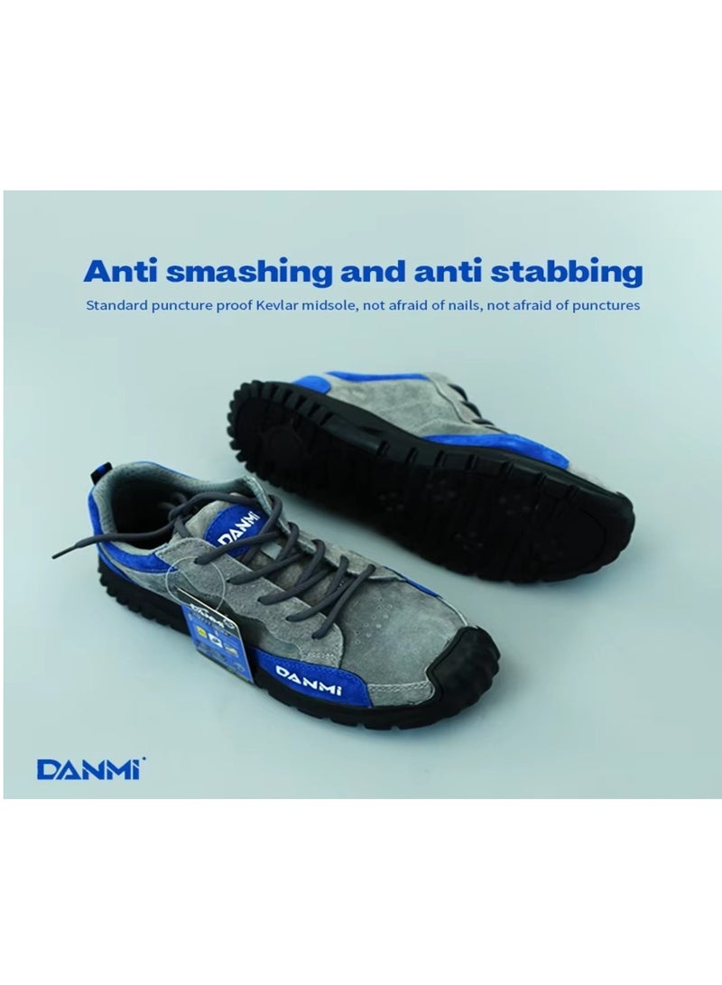 DANMI DANMI Industrial Safety Shoes – Size 41 – Breathable Mesh Lining, Anti-Slip Rubber Sole, Wide Steel Toe Cap, Kevlar Puncture-Resistant Sole – Grey & Blue  - Image 4