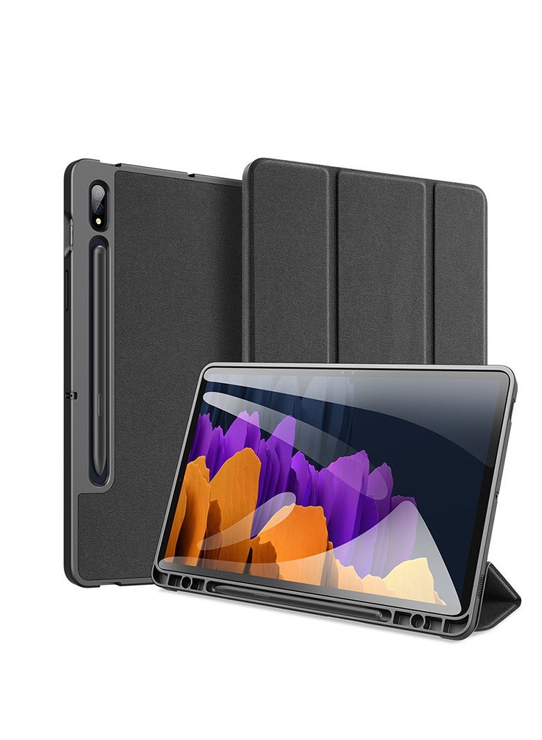 Samsung Galaxy Tab S9 Plus حافظة الحافظة الرقيقة من الجلد الاصطناعي مع وظيفة الاستيقاظ/النوم التلقائية وتحتوي على حامل ثلاثي الطي. - Image 1