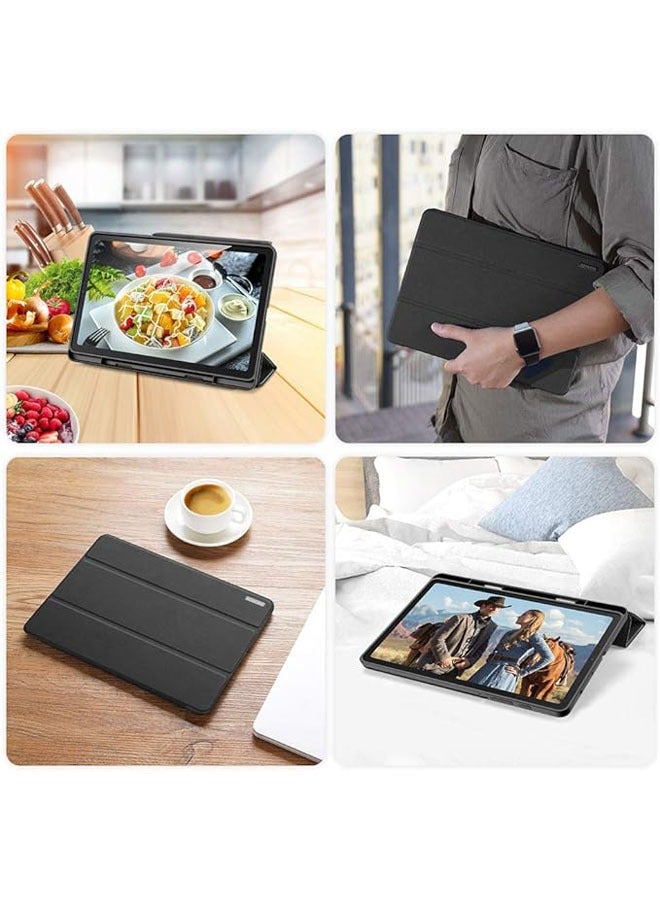 Samsung Galaxy Tab S9 Plus حافظة الحافظة الرقيقة من الجلد الاصطناعي مع وظيفة الاستيقاظ/النوم التلقائية وتحتوي على حامل ثلاثي الطي. - Image 5