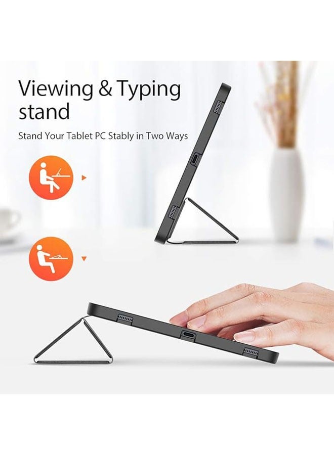 Samsung Galaxy Tab S9 Plus حافظة الحافظة الرقيقة من الجلد الاصطناعي مع وظيفة الاستيقاظ/النوم التلقائية وتحتوي على حامل ثلاثي الطي. - Image 4