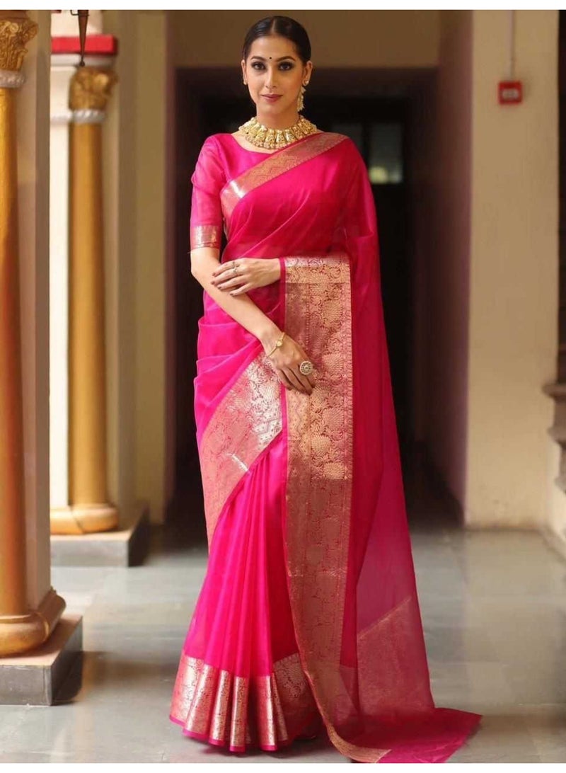 Organza saree | Women | India | organza Saree with printed works | Printed saree