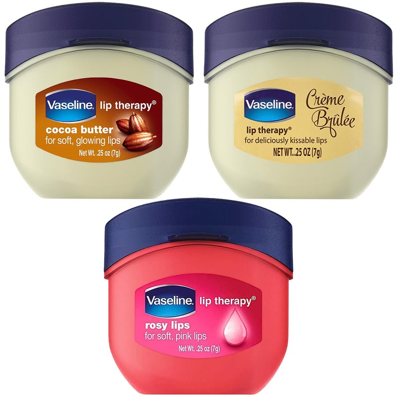 Vaseline Lip Therapy 025 Oz 3 Pack Bundle  Creme Brulee Rosy Lips  Cocoa Butter