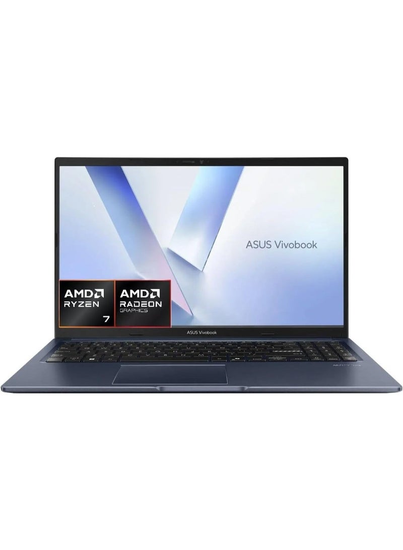 ASUS VivoBook 15 M1502NAQ Laptop, AMD Ryzen 7 170 Processor, 16GB DDR5 RAM, 512GB SSD, 15.6” FHD IPS Display, Backlit Keyboard, AMD Radeon Graphics, DOS, Quiet Blue, English Keyboard (upgraded) English Quite Blue - Image 1