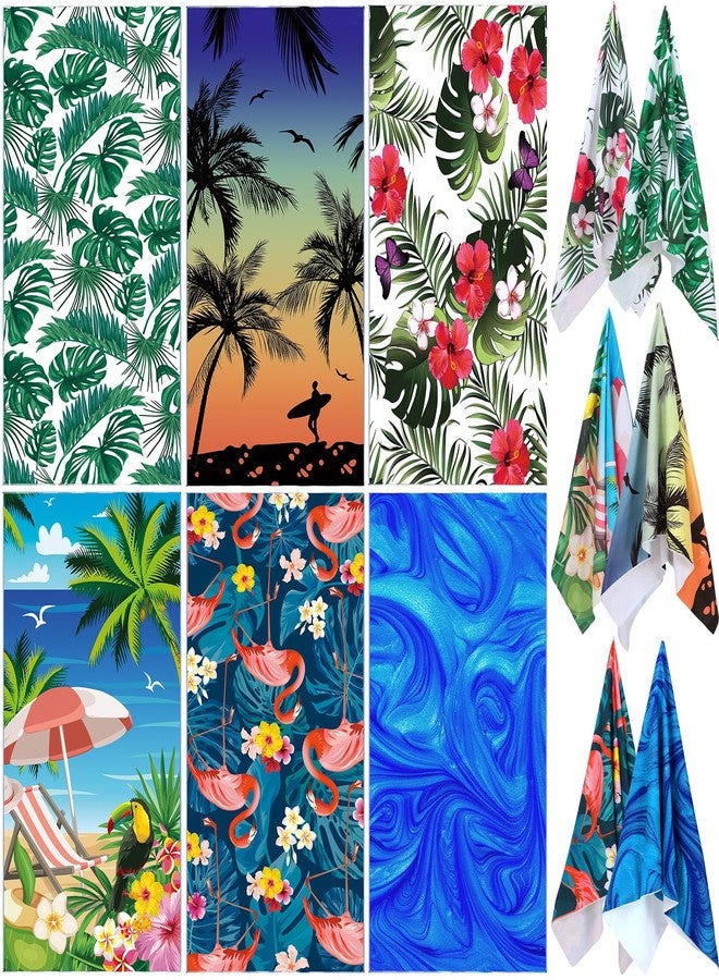 FuWeave 6 Pcs Oversized Beach Towel Set Large Sand Free Microfiber Bath Towel Thin Lightweight Absorbent Quick Dry Pool Towels for Adult Beach Hotel Bath Spa Picnic Yoga (Hawaiian,32 x 63 Inch) - Image 1