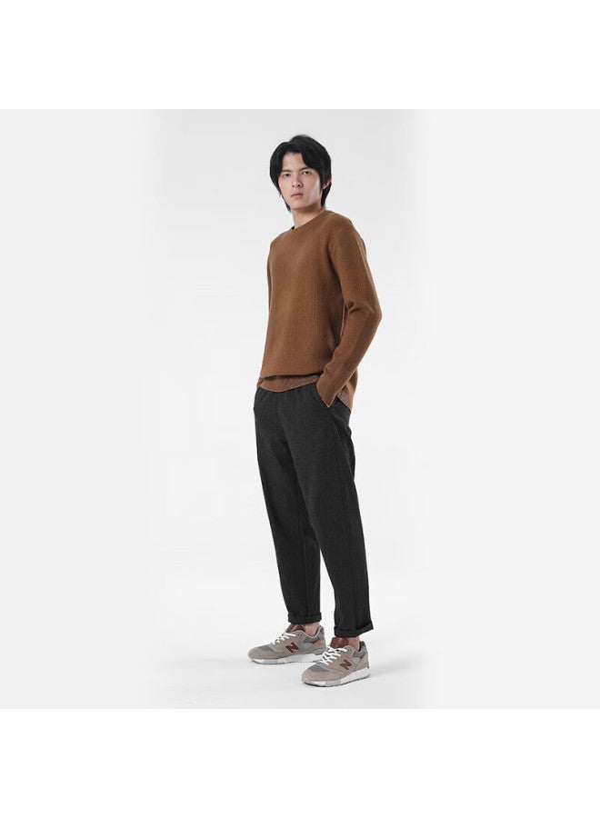 Markless Fleece-lined Sweater For Men, Autumn And Winter Warm Round Neck Knit Pullover Loose Casual Base Layer 3738 Maple Red XL - Image 2