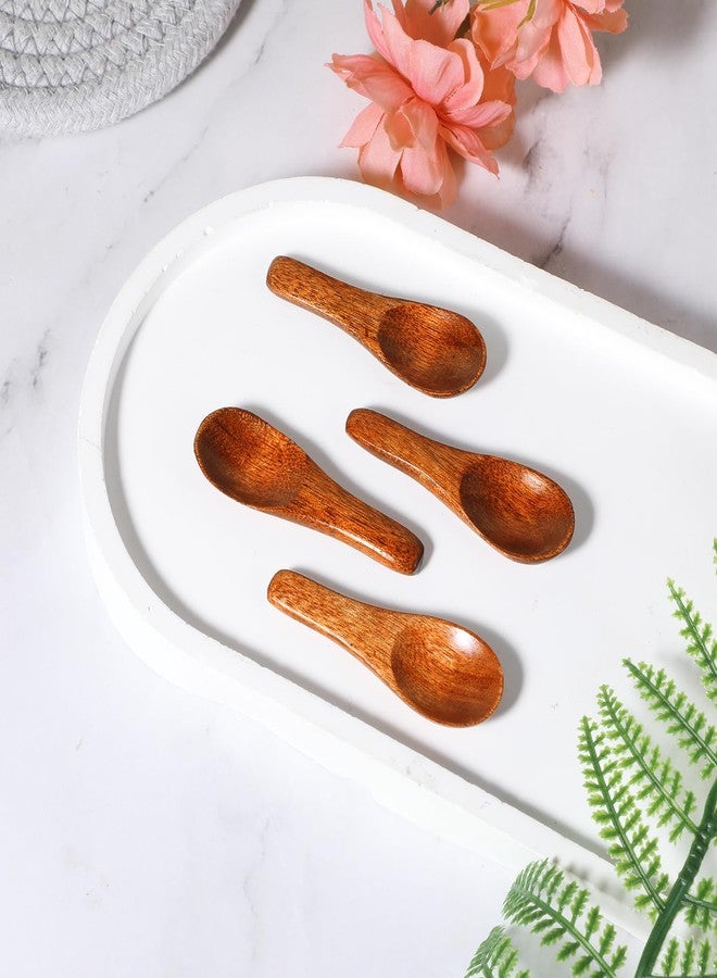 Ymapinc 4 Pcs Mini Wooden Spoons, Tiny Handmade Spoon for Spices Jars Sugar Salt Sauce Honey Kitchen Cooking(2.42inch, Red Brown) - Image 4