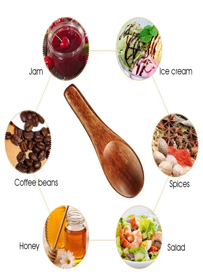 Ymapinc 4 Pcs Mini Wooden Spoons, Tiny Handmade Spoon for Spices Jars Sugar Salt Sauce Honey Kitchen Cooking(2.42inch, Red Brown) - Image 3