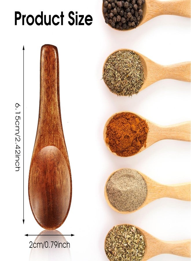 Ymapinc 4 Pcs Mini Wooden Spoons, Tiny Handmade Spoon for Spices Jars Sugar Salt Sauce Honey Kitchen Cooking(2.42inch, Red Brown) - Image 2