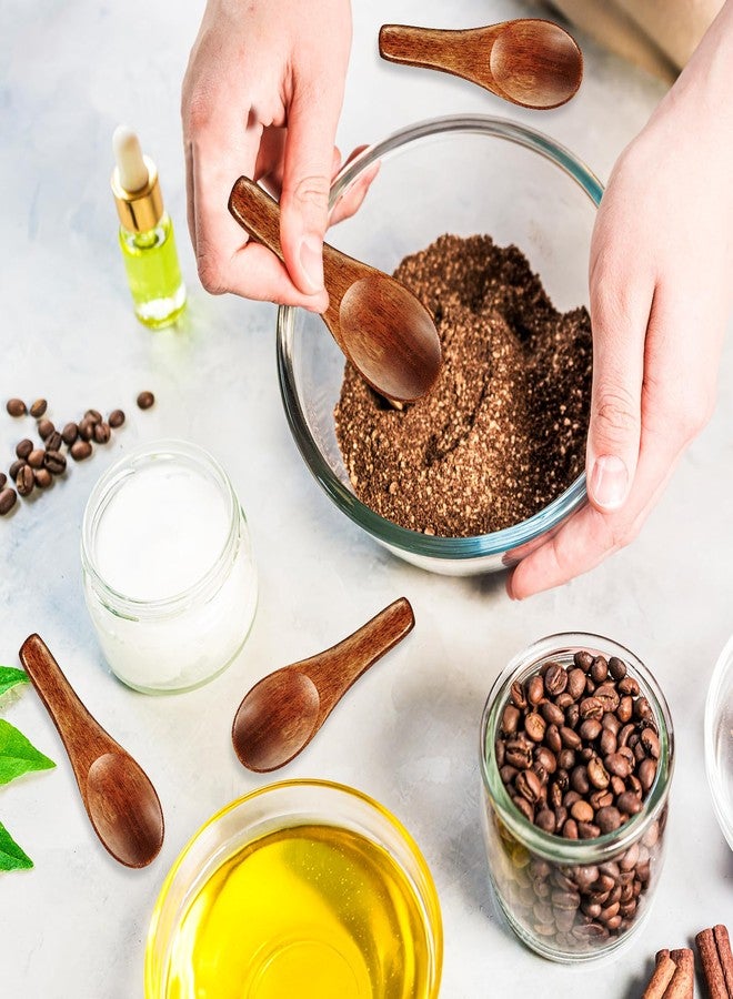 Ymapinc 4 Pcs Mini Wooden Spoons, Tiny Handmade Spoon for Spices Jars Sugar Salt Sauce Honey Kitchen Cooking(2.42inch, Red Brown) - Image 5