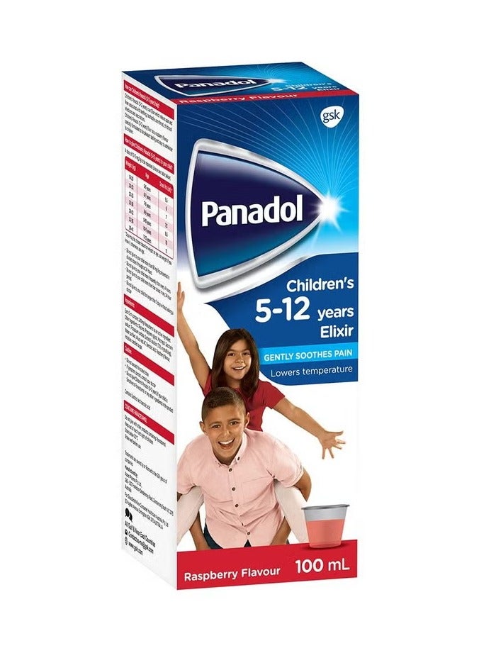 Panadol Children's Paracetamol Elixir 240mg/5ml, For Fever And Pain Relief 100ml