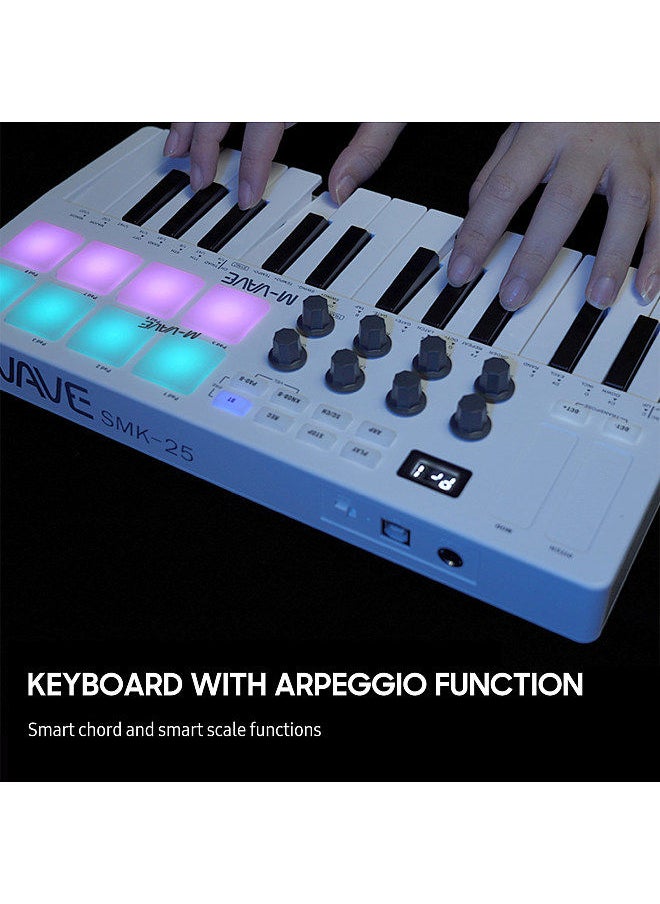 M-VAVE - 25-Key MIDI Control Keyboard Mini Portable USB Keyboard MIDI Controller with 25 Velocity Sensitive Keys 8 RGB Backlit Pads 8 Knobs - Image 1