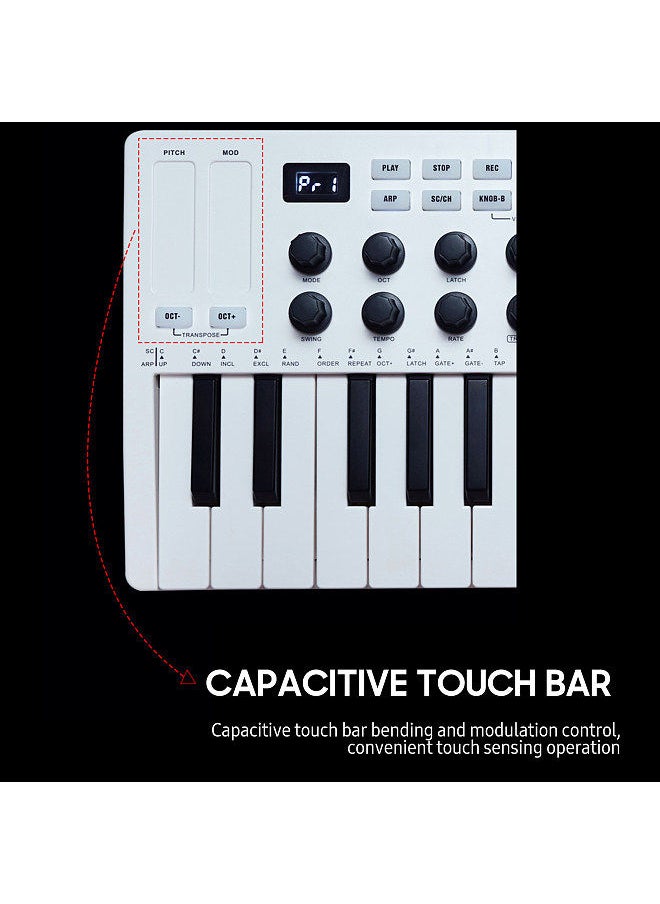 M-VAVE - 25-Key MIDI Control Keyboard Mini Portable USB Keyboard MIDI Controller with 25 Velocity Sensitive Keys 8 RGB Backlit Pads 8 Knobs - Image 1