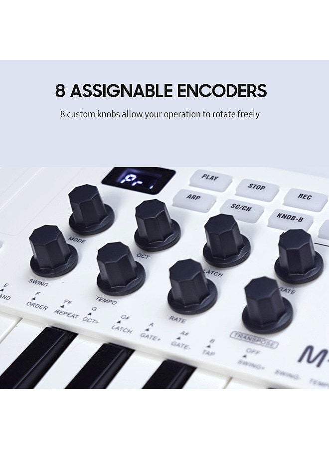 M-VAVE - 25-Key MIDI Control Keyboard Mini Portable USB Keyboard MIDI Controller with 25 Velocity Sensitive Keys 8 RGB Backlit Pads 8 Knobs - Image 1