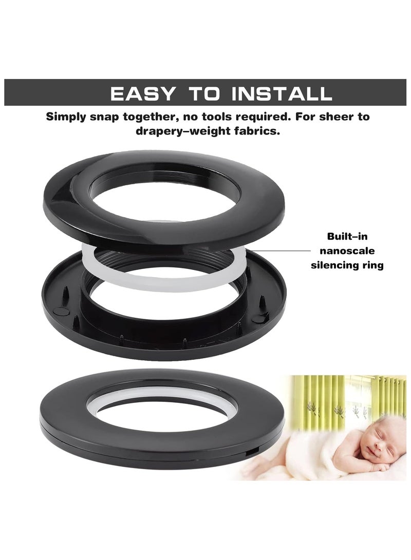 AL WADI FURNITURE AWF Al Wadi Furniture Pack of 10 Black Curtain Grommets Round Plastic Curtain Eyelet Rings with nano-scale silencer ring, DIY Rings for Window Curtain, Shower Curtain, Locker Room Door Curtain  - Image 3