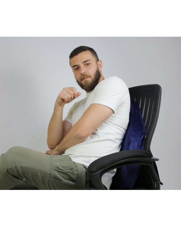 HT A medical backrest to support the back and lumbar and relieve lower back pain. Its design contains prominent granules that work as a natural massage in addition to good ventilation. - Image 3