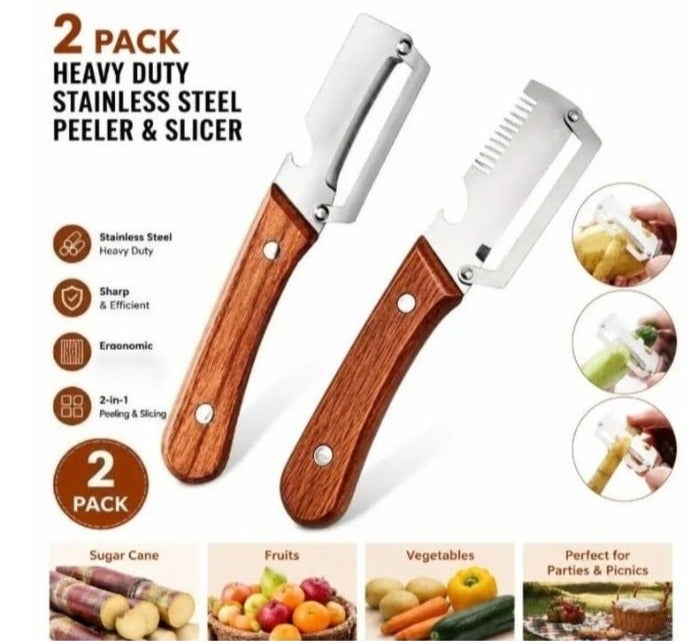 LDQ 2 PCS Stainless Steel Vegetable Peeler and Grater Set  Multi-Purpose Fruit & Vegetable Slicer Heavy-Duty Kitchen Tool - Image 1