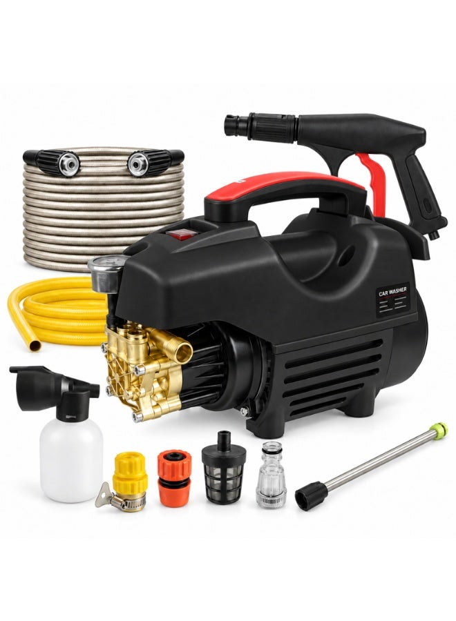 EzzySo Electric Pressure Washer 2900 PSI Max 3.1 GPM 3100W Compact Portable Power Washer with 66 FT Hose Adjustable Nozzles and Foam Cannon, Small Car Pressure Washer for Home/Patio/Driveway/Black - Image 1