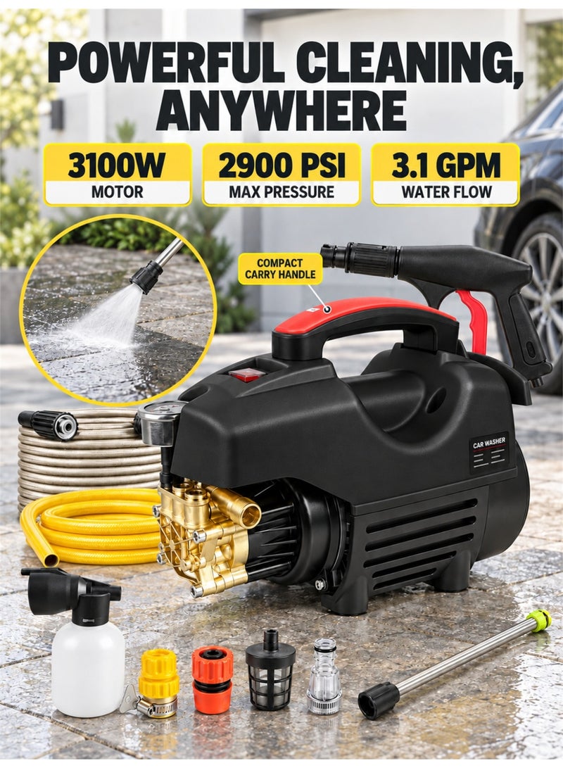 EzzySo Electric Pressure Washer 2900 PSI Max 3.1 GPM 3100W Compact Portable Power Washer with 66 FT Hose Adjustable Nozzles and Foam Cannon, Small Car Pressure Washer for Home/Patio/Driveway/Black - Image 3