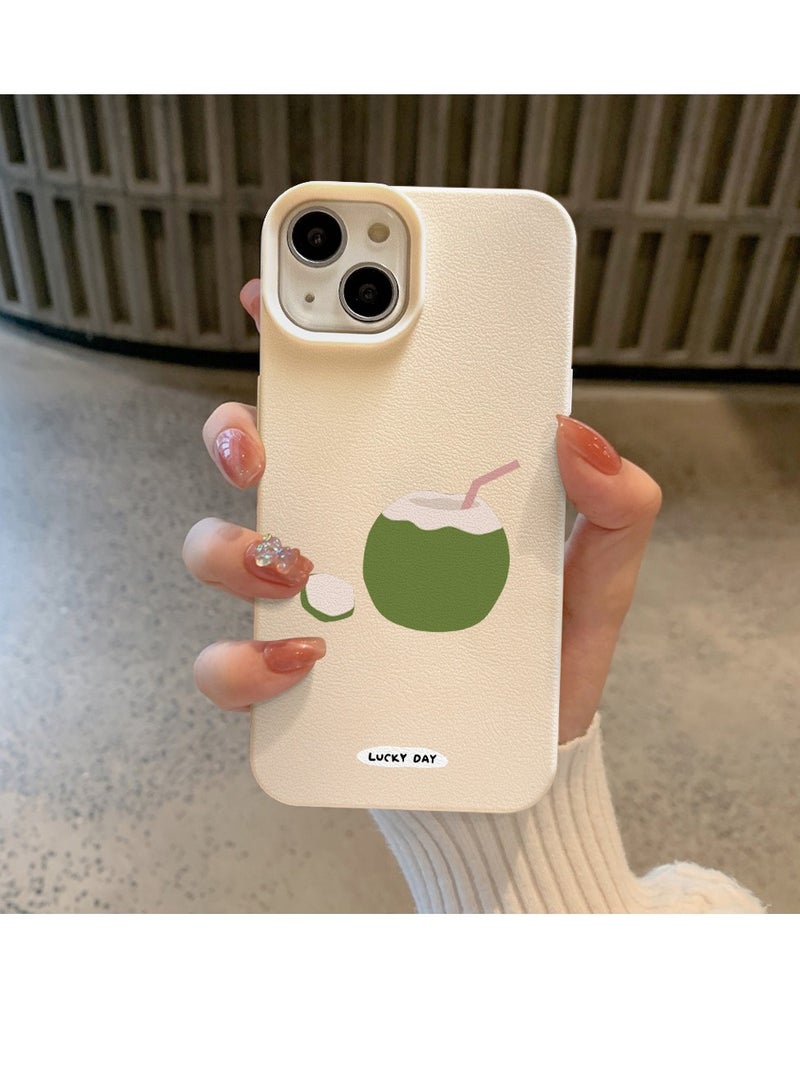 NIBEMINENT Green Coconut Protective TPU Case Cover For iPhone 16 Plus, White