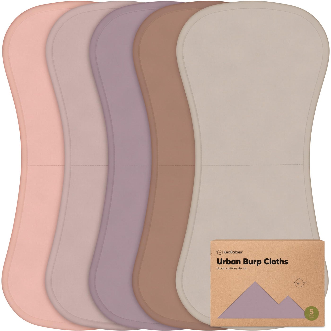 KeaBabies Organic Burp Cloths Baby Boy & Girl - 5-Pack Super Absorbent Cotton Burping Cloths for Babies, Soft & Plush Newborn Spit Up Rags, Infant Towels for Milk Spit Up, Unisex, Large 21" x 10" (Mau