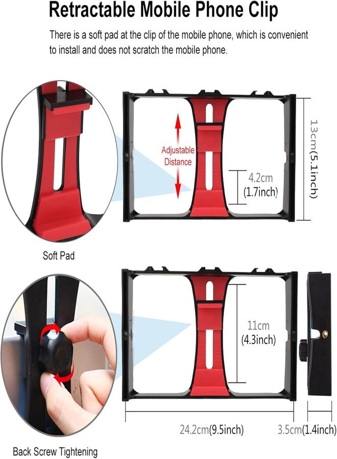 DA-GODO Smartphone Video Rig, Phone Video Stabilizer Camera Case Mount Holder for Filmmaking and Vloging, with Cold Shoe Mount for Smartphone, for Streaming Equipment (RED Cage Rig) - Image 4