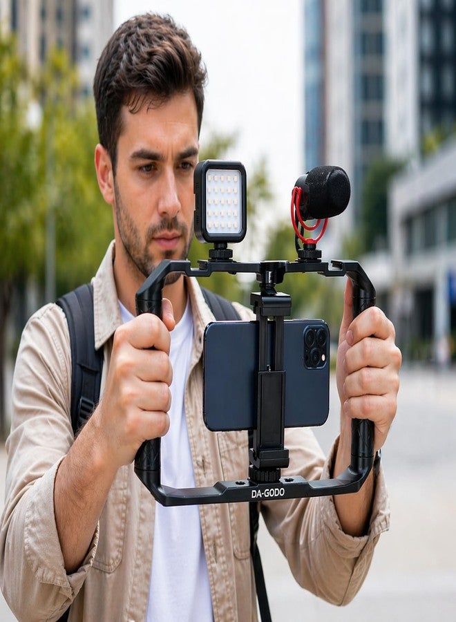 DA-GODO Smartphone Video Rig, Phone Video Stabilizer Camera Case Mount Holder for Filmmaking and Vloging, with Cold Shoe Mount for Smartphone, for Streaming Equipment (RED Cage Rig) - Image 2