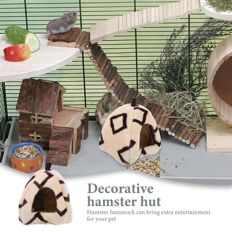 Beige Plush Hanging Hammock Bed Cozy Hideout For Hamsters Chinchillas Small Pet Cage Accessory - Image 4