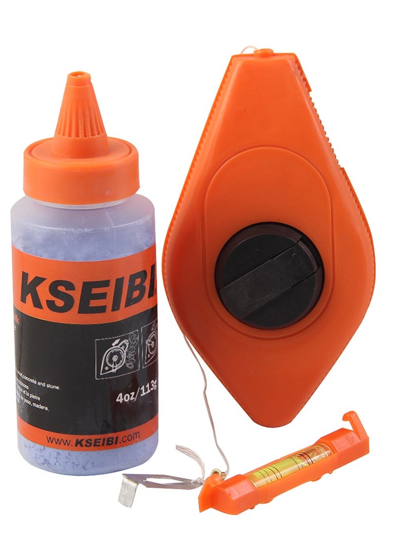 KSEIBI Chalk Line Set Cla, Spec15 m, Self-Chalking Cotton Snap Line, Plumb Bob Chalk Line Reel, Line Level & Chalk Bottle, for Making Straight and Level Markings Over Large Distances.  - Image 1