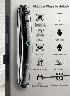 ALINK Smart Door Lock Smart Lock ,Palm Print Unlock, Two way audio, Fingerprint Door Lock ,WiFi Door Lock With 6068 Mortise, Tuya App Control,Color grandminor, Model M3L  - Image 2