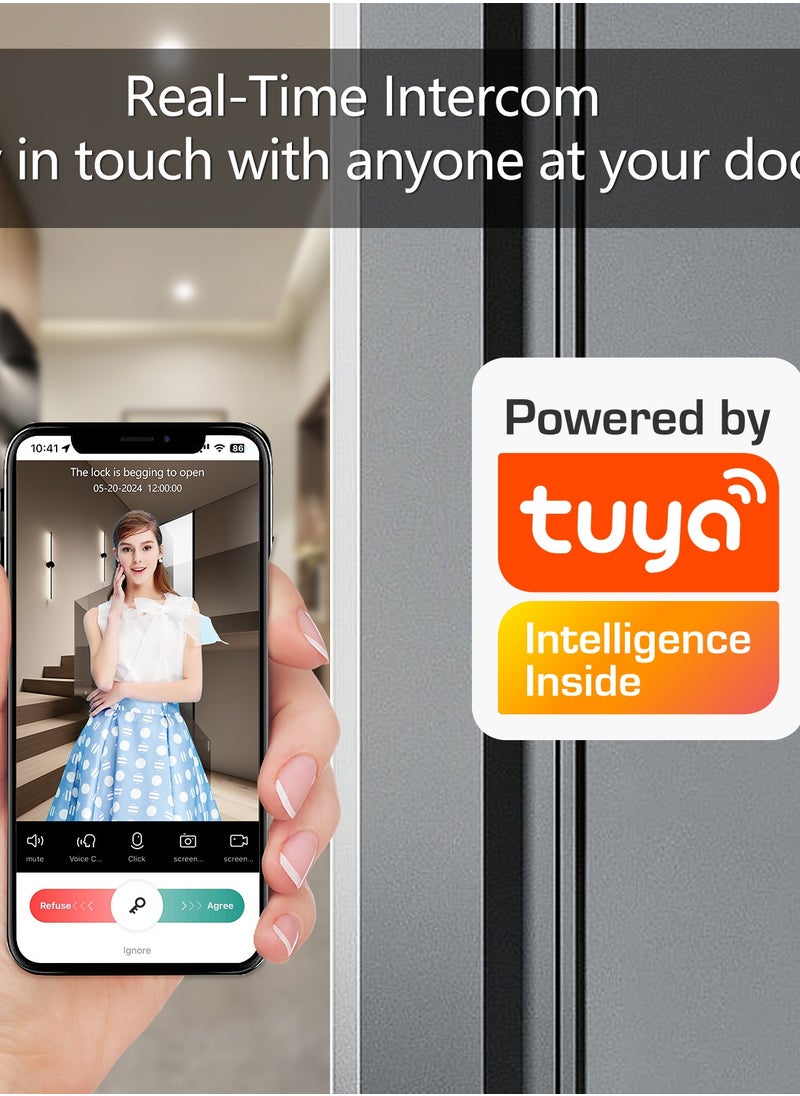 ALINK Smart Door Lock Smart Lock ,Palm Print Unlock, Two way audio, Fingerprint Door Lock ,WiFi Door Lock With 6068 Mortise, Tuya App Control,Color grandminor, Model M3L  - Image 5
